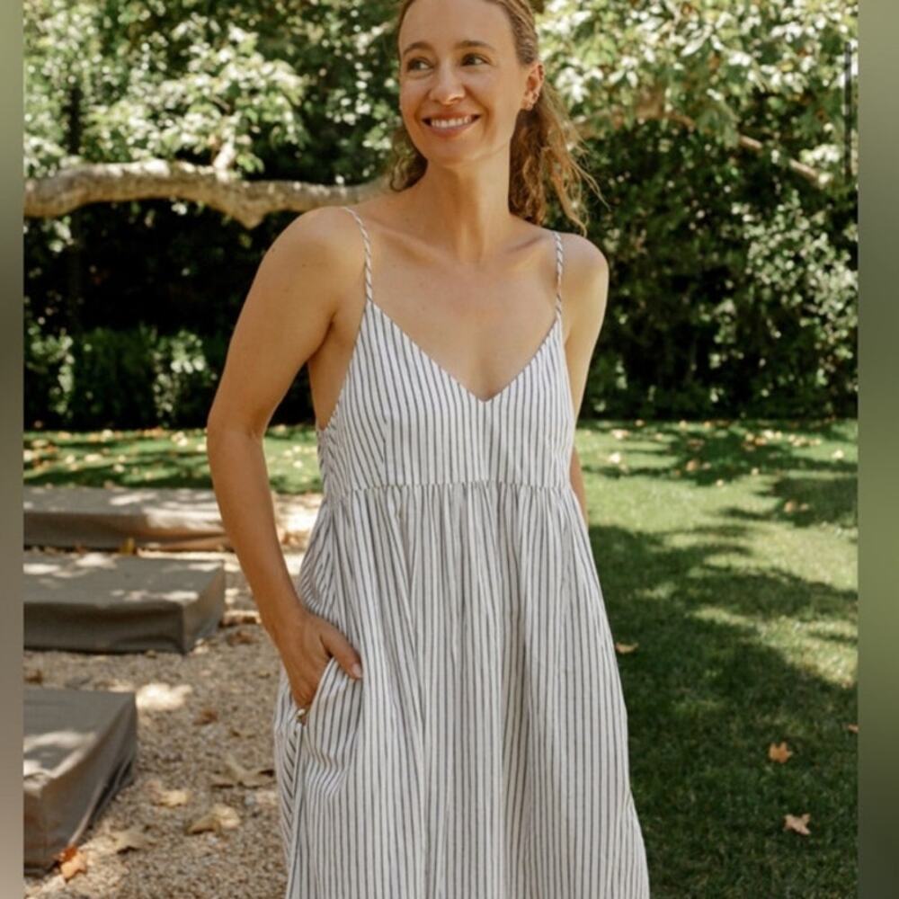 Jenni Kayne‎ Cove Maxi Dress White with Navy Stripe Size XS - Picture 2 of 10